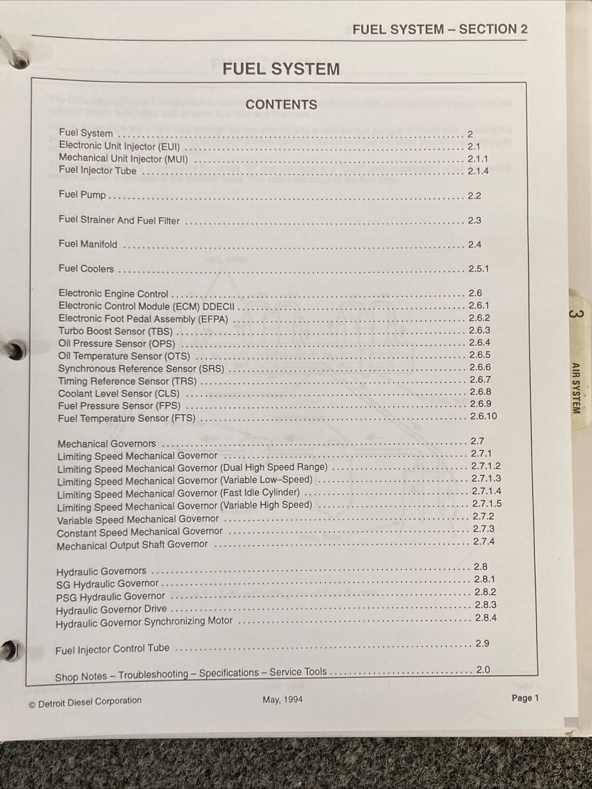 DETROIT DIESEL SERIES 71 SERVICE MANUAL 2 VOLUME SET - MISSING CH 10 & 11