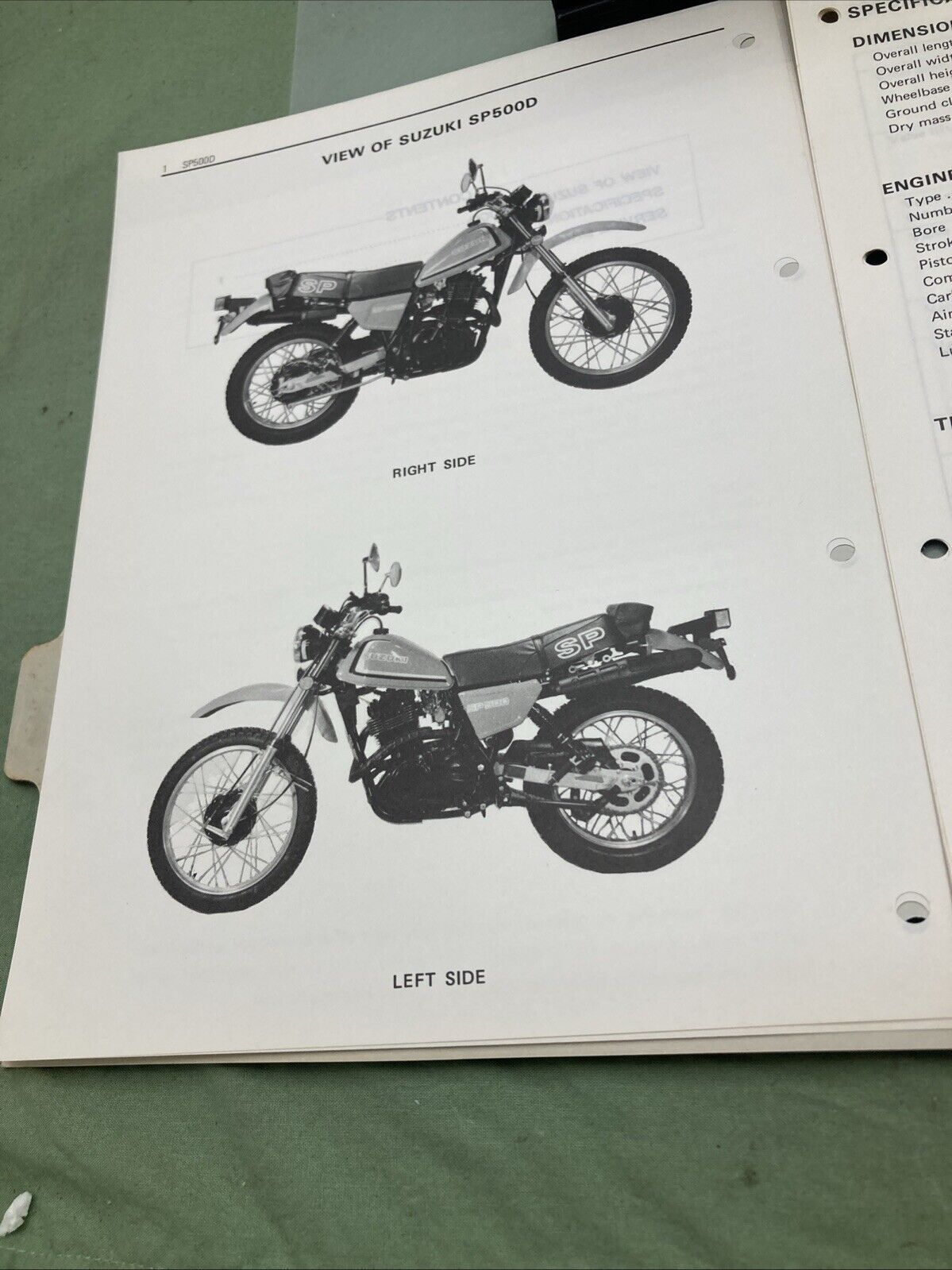 GENUINE SUZUKI 99501-45040-03E SP500 SUPPLEMENTARY SERVICE MANUAL 1983