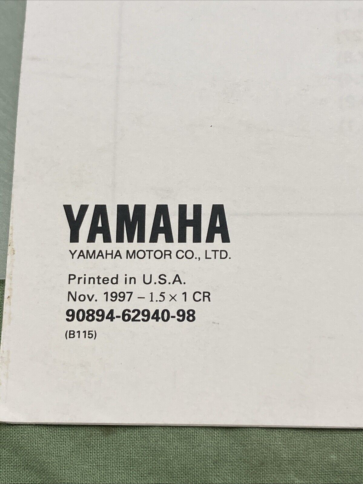 GENUINE YAMAHA 90894-62940-98 B115 SERVICE GUIDE 1997