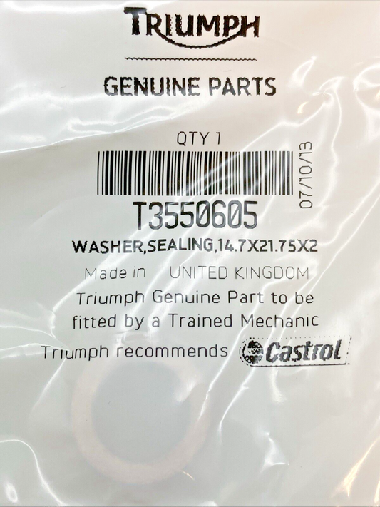 NEW GENUINE TRIUMPH T3550605 Sealing Washer 14.7 x 21.75 x 2