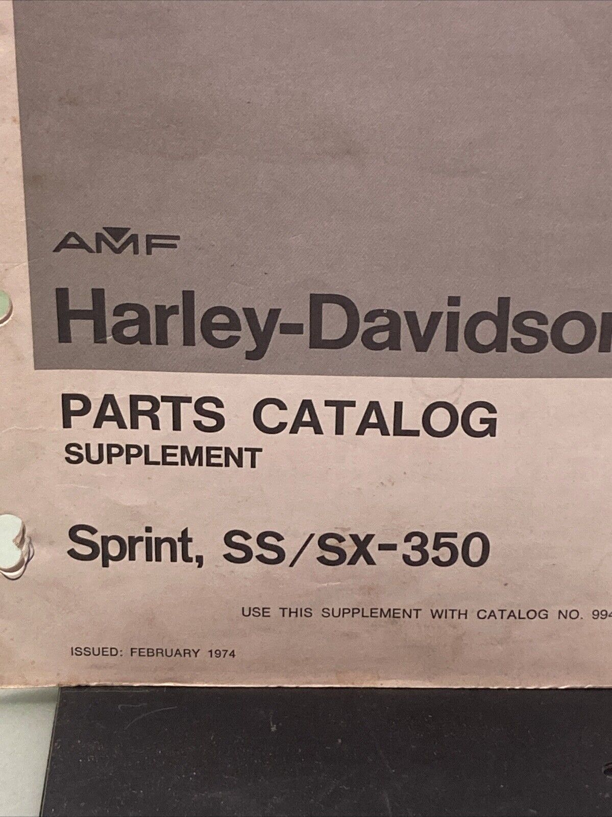 AMF HARLEY DAVIDSON 99455-74 SPRINT SS/SX-350 PARTS CATALOG SUPPLEMENT 1964-1974