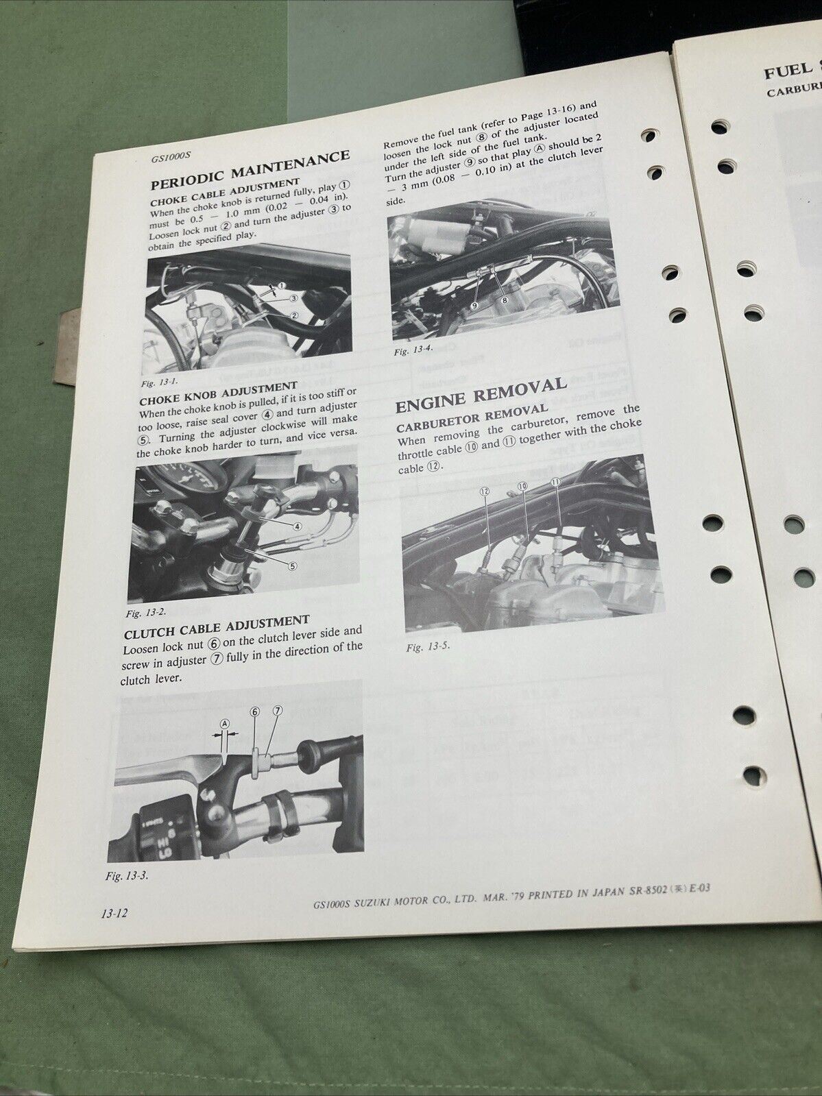 GENUINE SUZUKI SR-8502 E-03 GS1000 SUPPLEMENTARY SERVICE MANUAL 1979