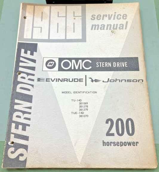 OMC JOHNSON EVINRUDE 381434 STERN DRIVE 200 HP SERVICE MANUAL 1966