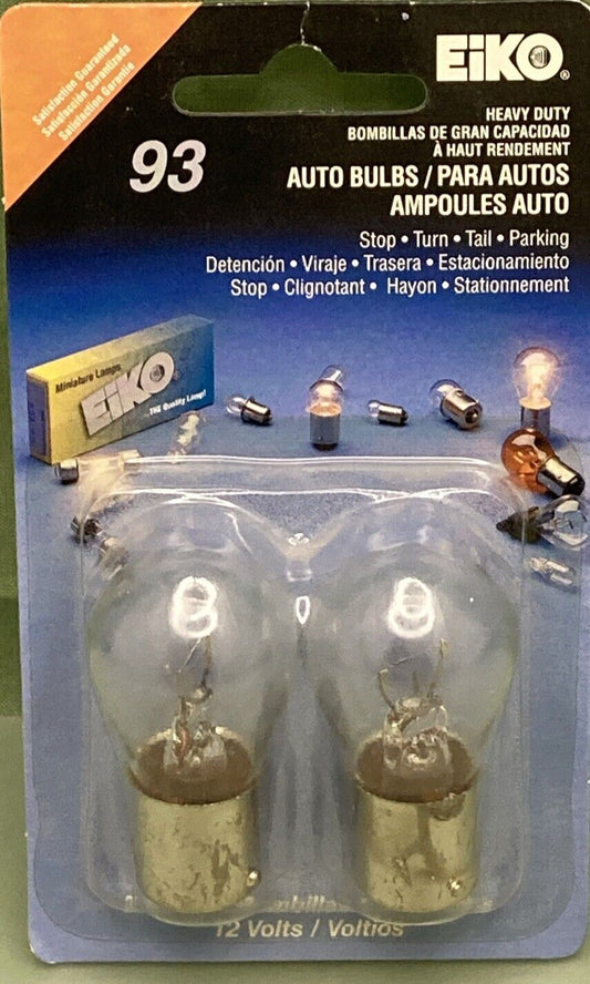 NEW GENUINE EIKO 93-BP HEAVY DUTY AUTO BULBS 12 VOLTS