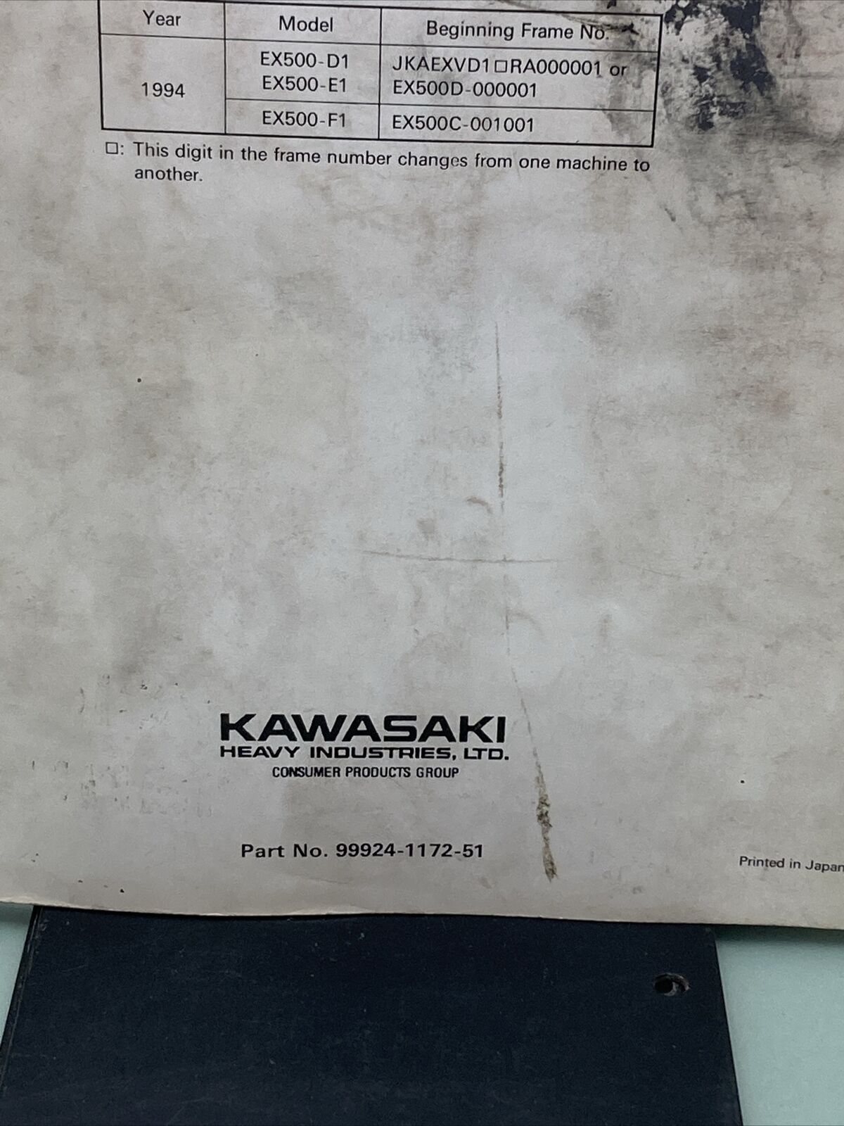 GENUINE KAWASAKI 99924-1172-51 SERVICE MANUAL SUPPLEMENT NINJA 500/GPZ 500S