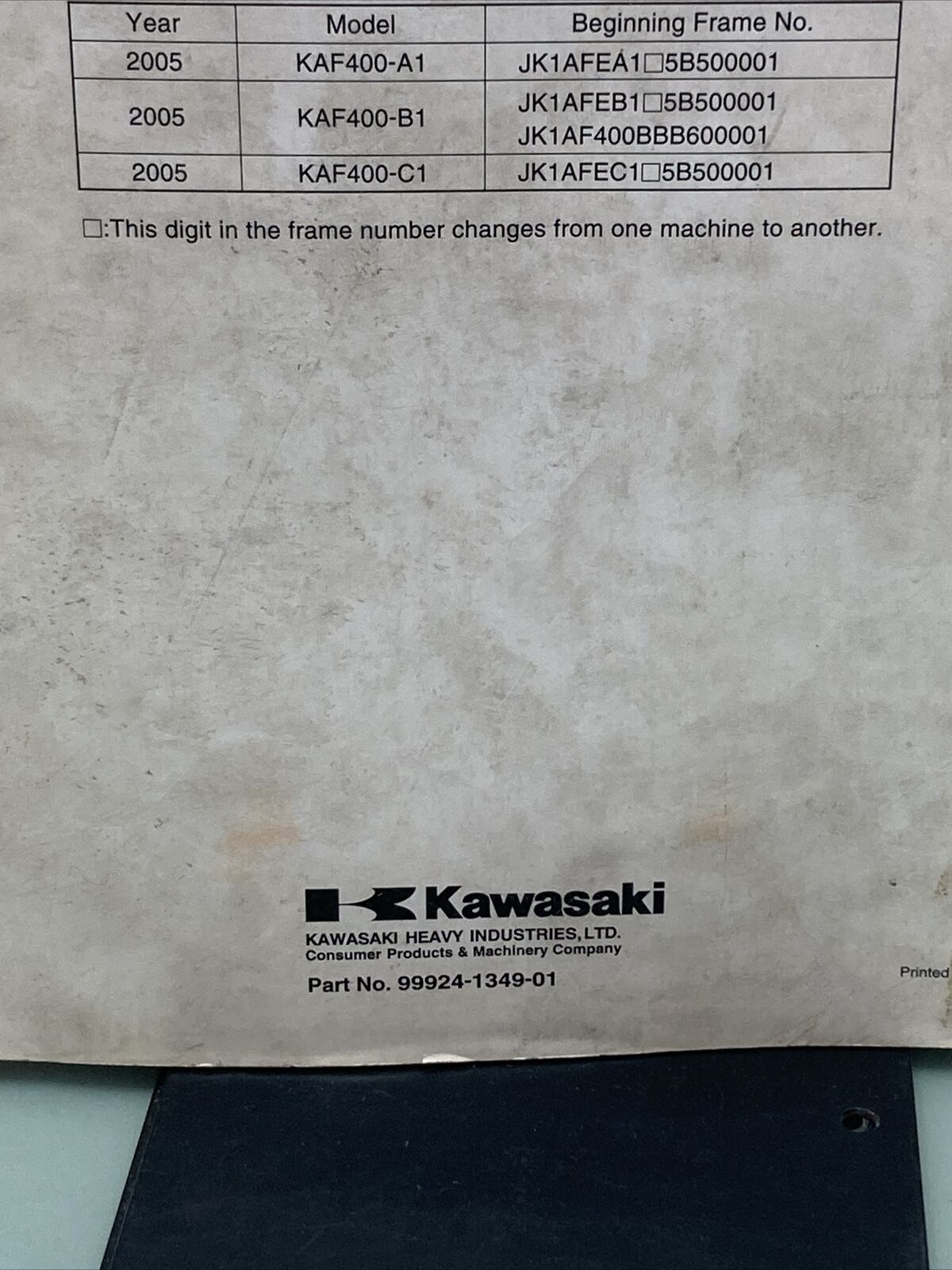 GENUINE KAWASAKI 99924-1349-01 UTILITY VEH SERVICE MANUAL MULE 610 4X4/MULE 600