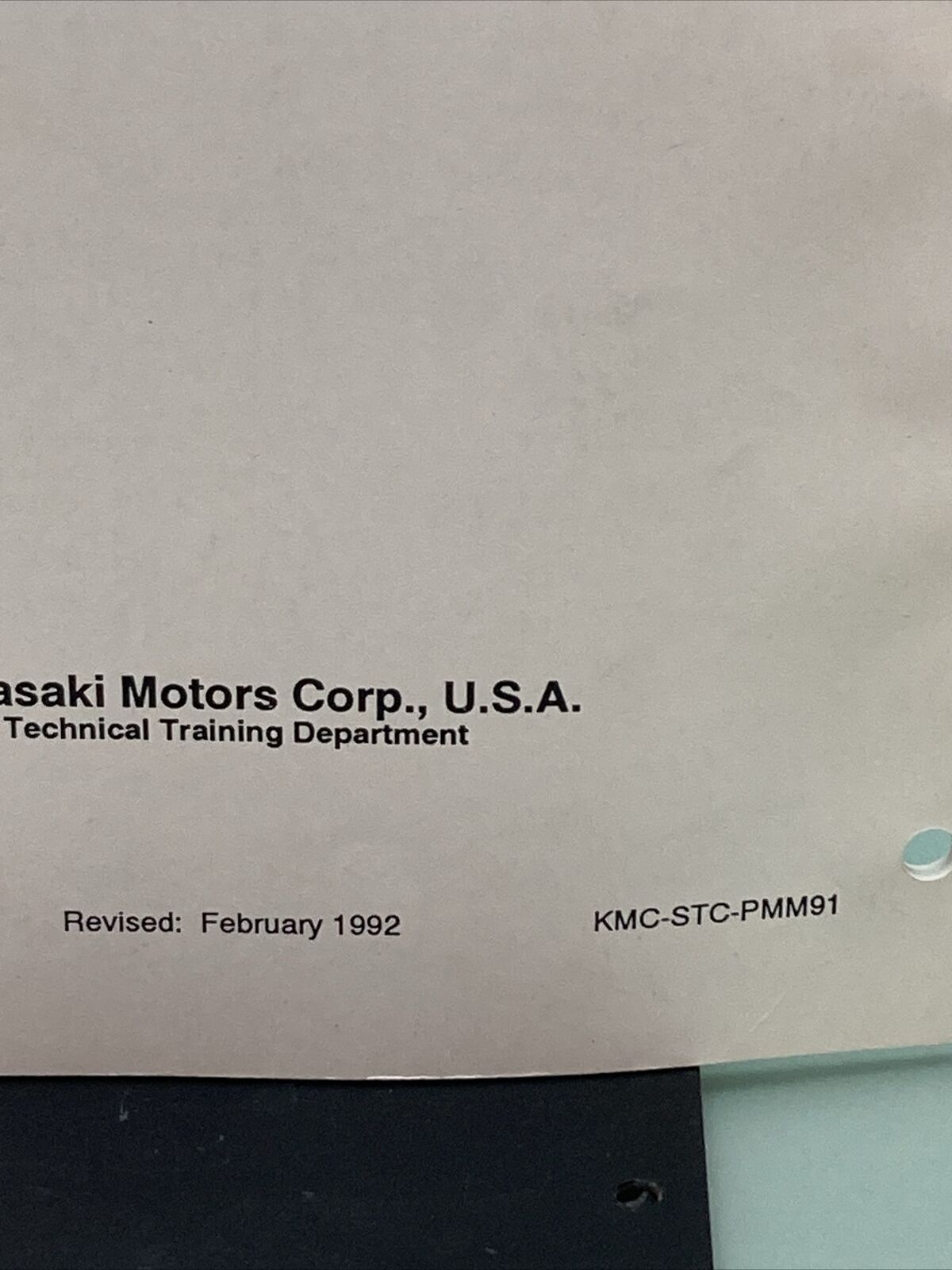 GENUINE KAWASAKI KMC-STC-PMM91 POLICE BIKE SCHOOL SERVICE MANUAL