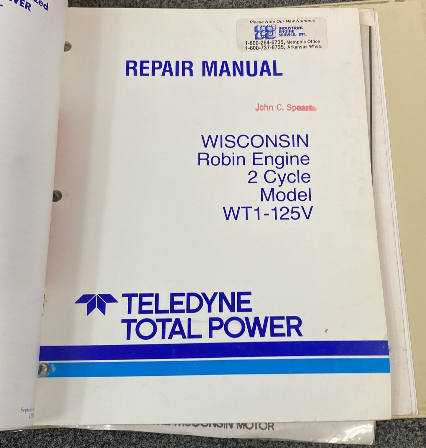 GENUINE WISCONSIN TELEDYNE SUBARU ROBIN SERVICE/REPAIR MANUALS & ADD. INFO