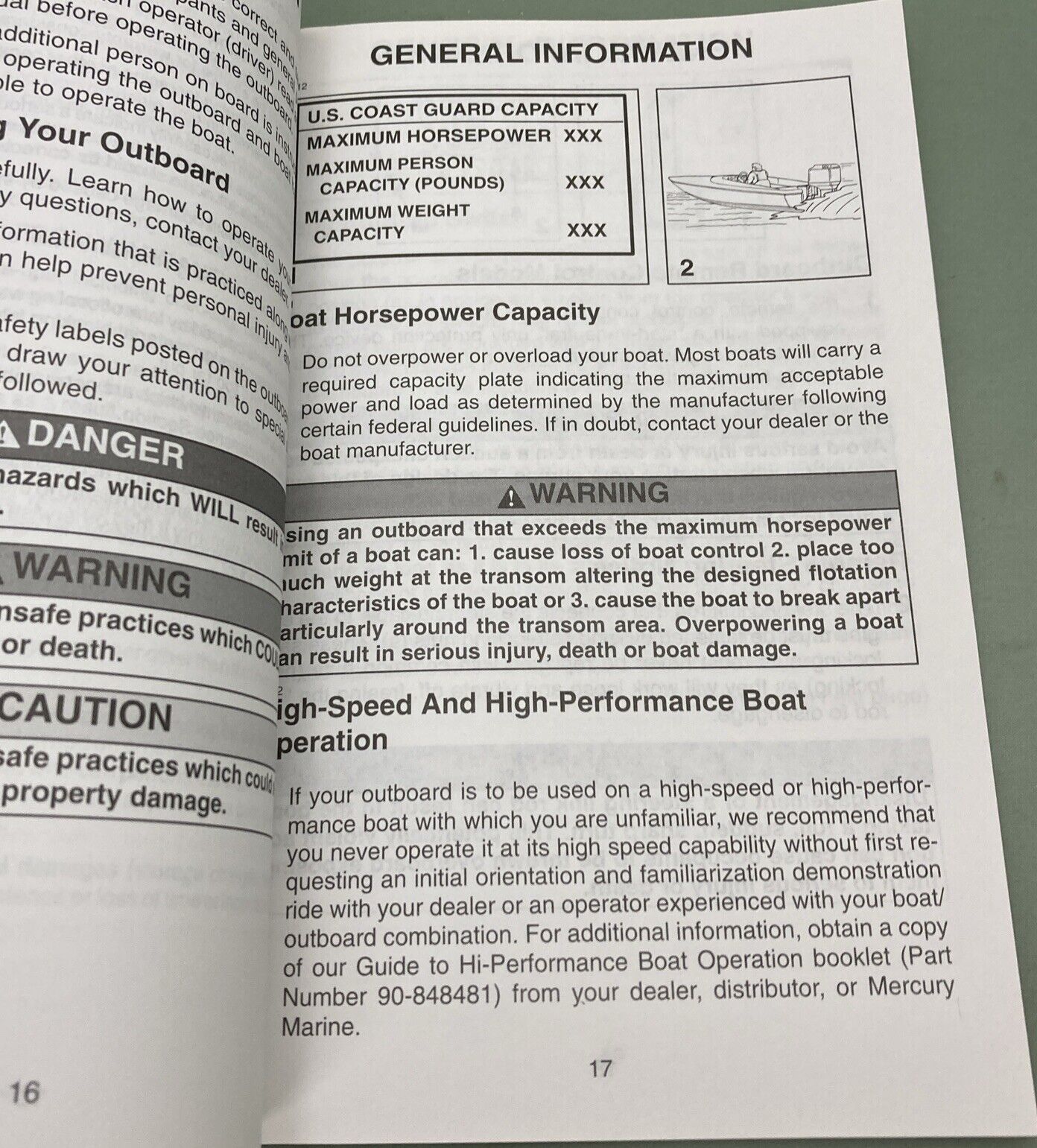 GENUINE MERCURY 90-10201001 OPERATION MAINTENANCE & WARRANTY MANUAL 1999