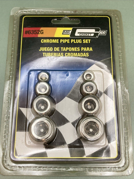 NEW GENUINE MR. GASKET CO. 6352G CHROME PIPE PLUG SET