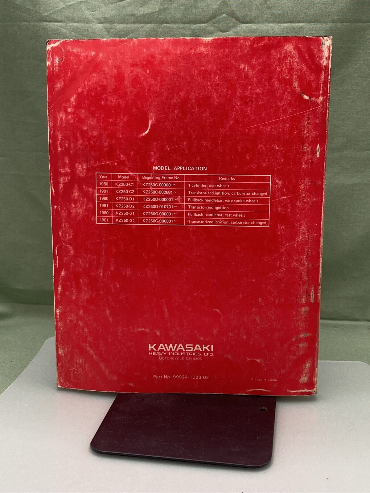 GENUINE KAWASAKI 99924-1023-02 SERVICE MANUAL KZ250