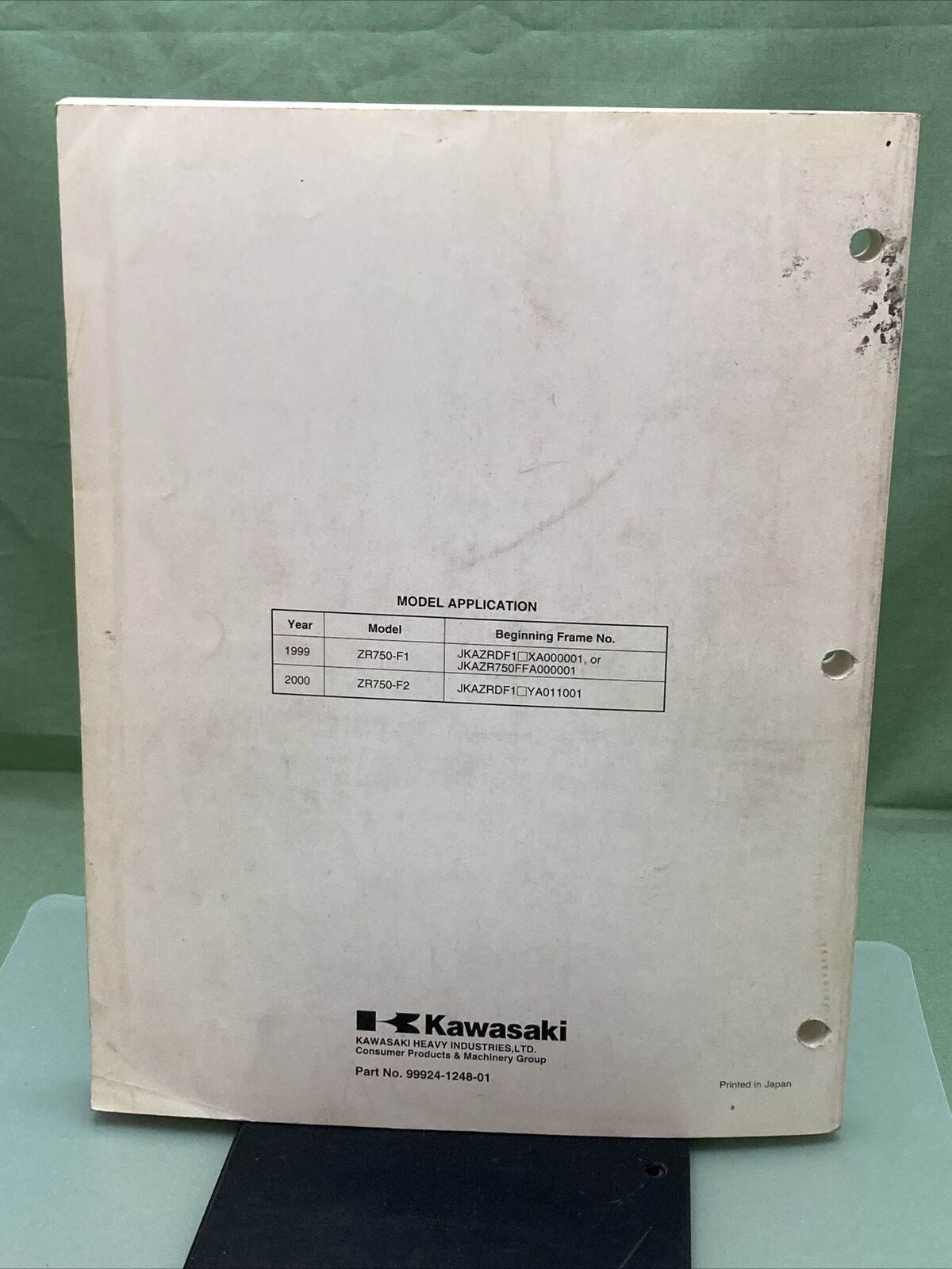 GENUINE KAWASAKI 99924-1248-01 ZR-7 SERVICE MANUAL