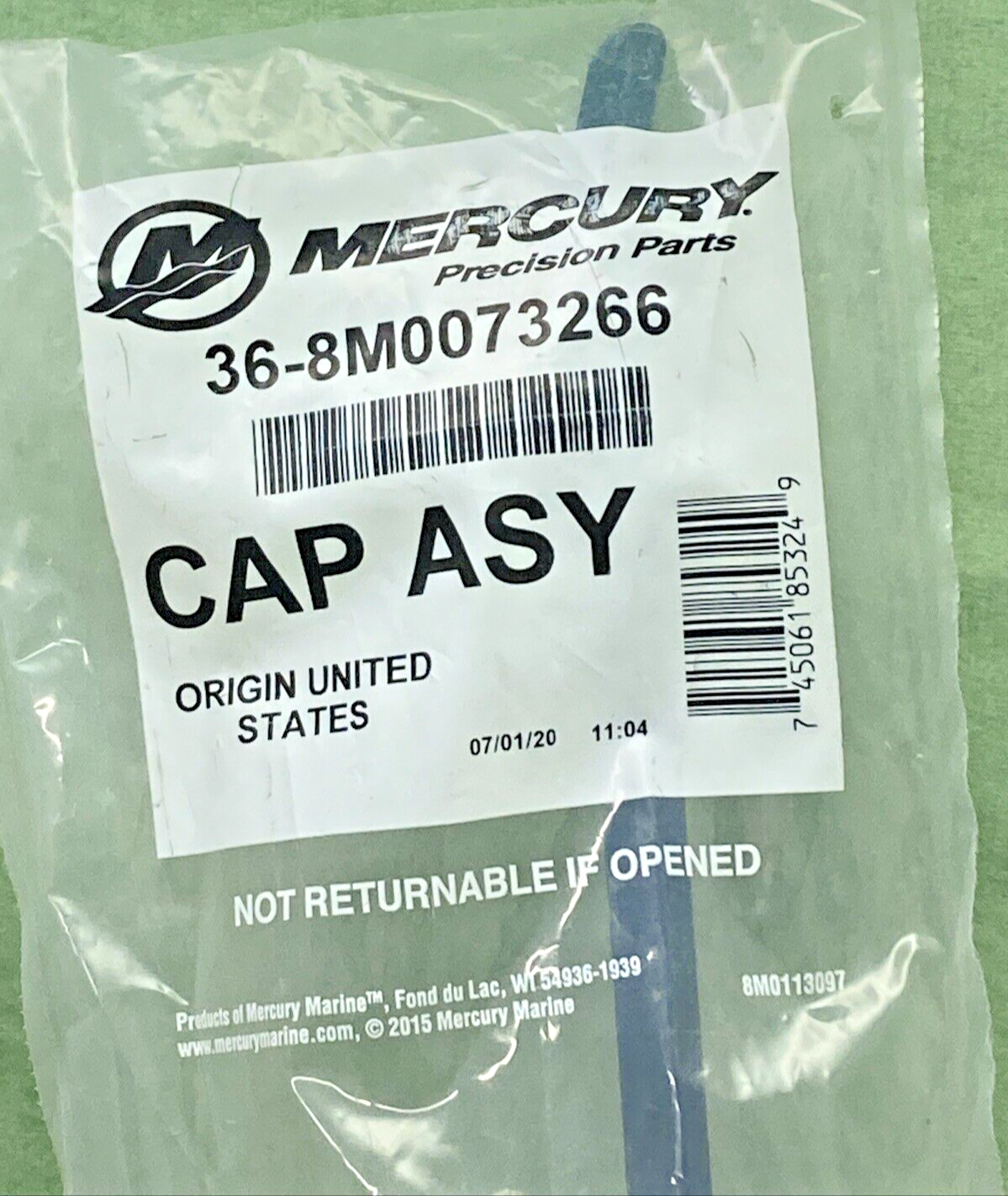 NEW GENUINE MERCURY QUICKSILVER 36-8M0073266 CAP ASSEMBLY