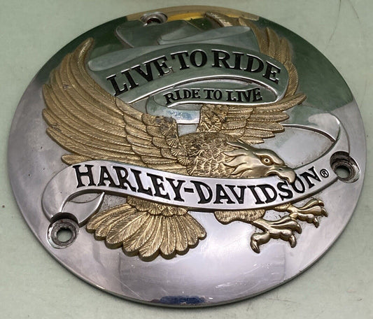 GENUINE HARLEY DAVIDSON 25391-90T Live to Ride Derby Cover 3 Hole Eagle Iron