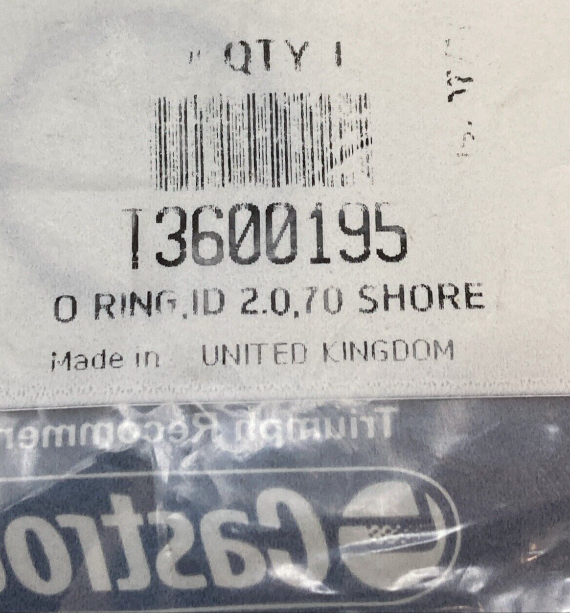 NEW GENUINE TRIUMPH T3600195 O-RING, Id 2.0, 70 Shore Daytona