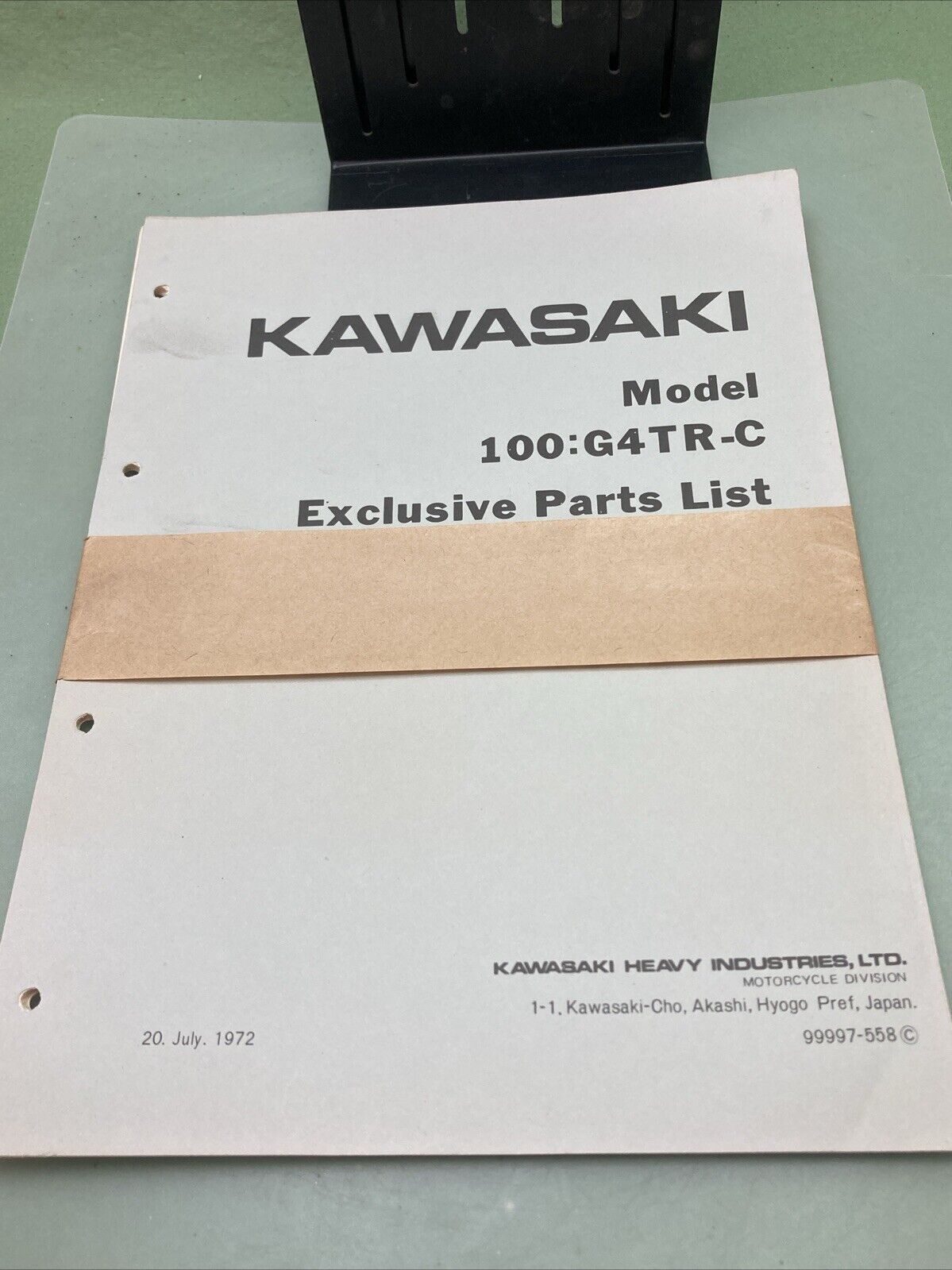 GENUINE KAWASAKI 99997-558 MODEL 100:G4TR-C EXCLUSIVE PARTS LIST 1972