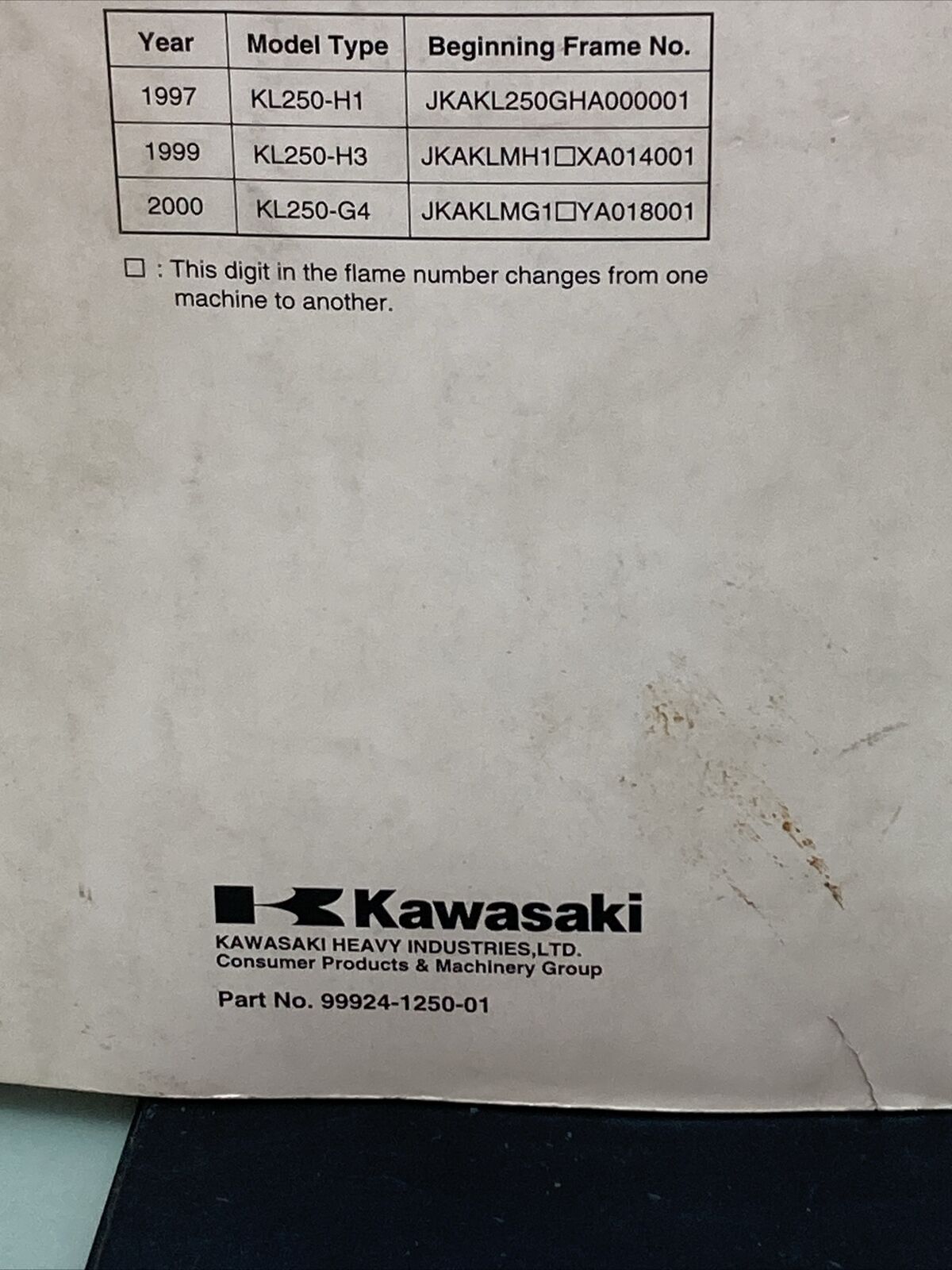 GENUINE KAWASAKI 99924-1250-01 SUPER SHERPA SERVICE MANUAL