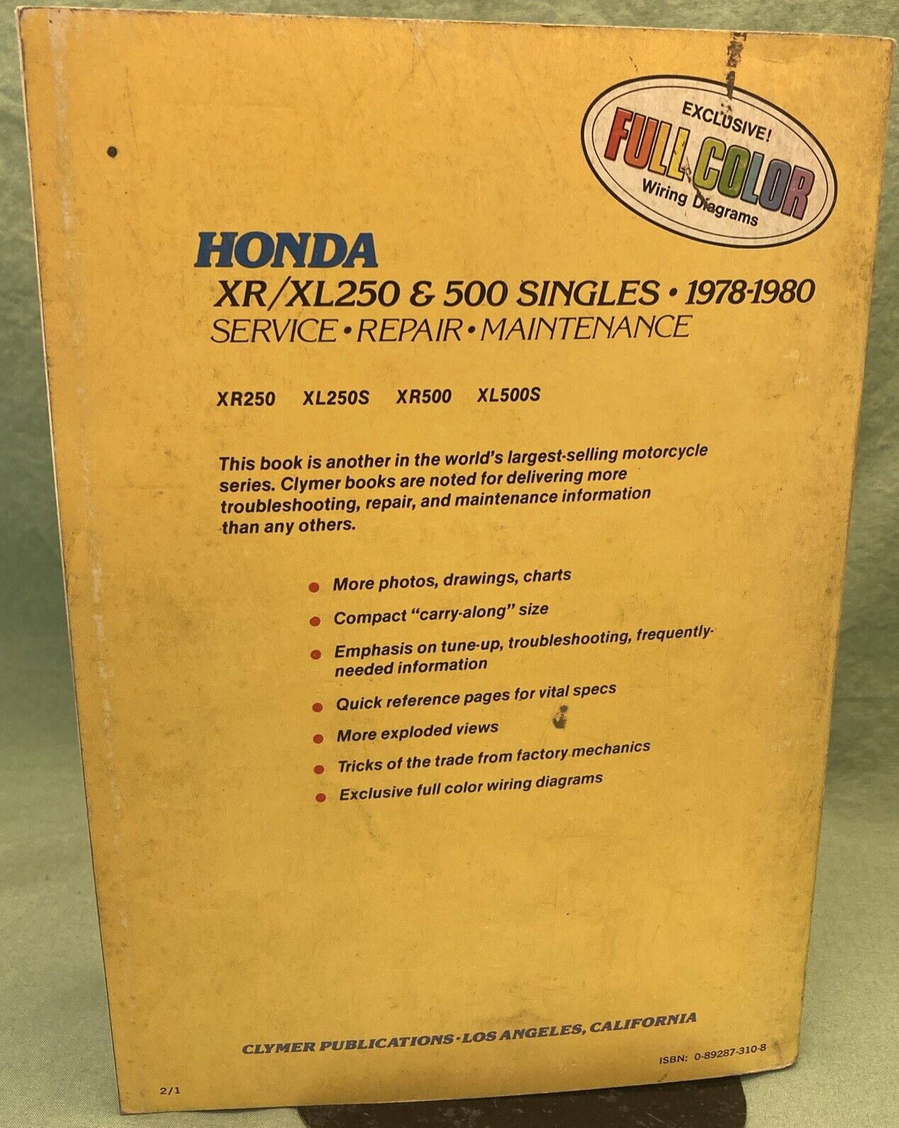 CLYMER M319 HONDA XR/XL250 & 500 SINGLES SERVICE MANUAL 1978-1980