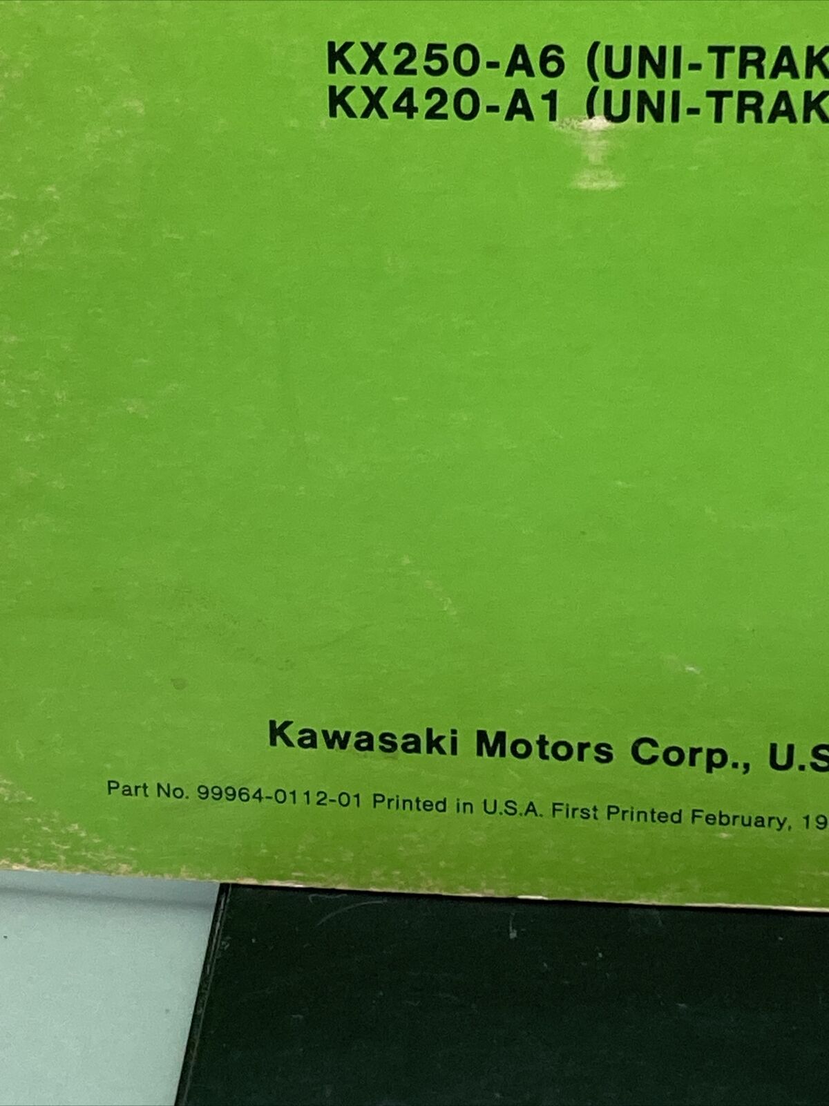 GENUINE KAWASAKI 99964-0112-01 KX250/420 ASSEMBLY AND PREPARATION MANUAL