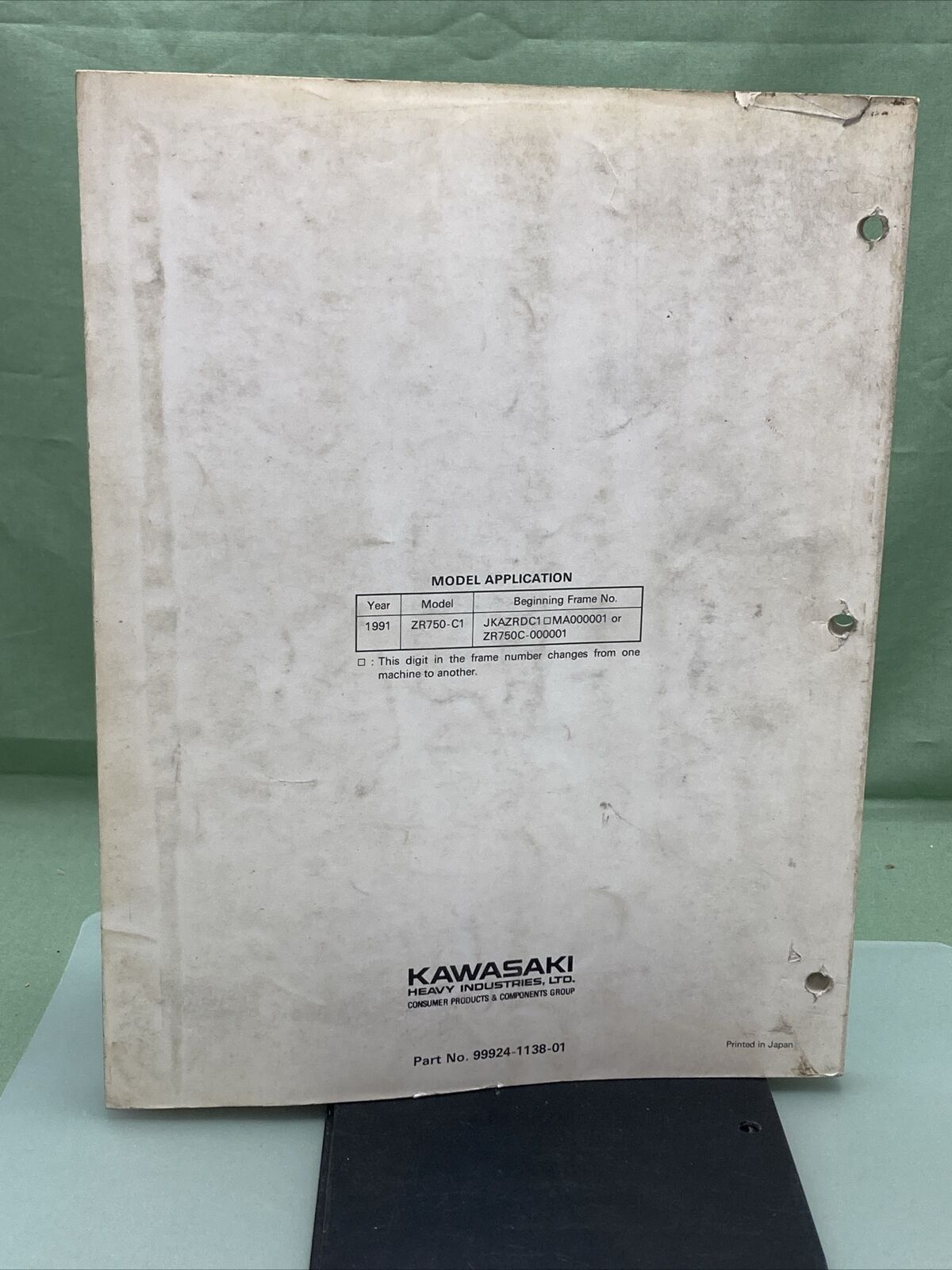 GENUINE KAWASAKI 99924-1138-01 SERVICE MANUAL ZEPHYR 750