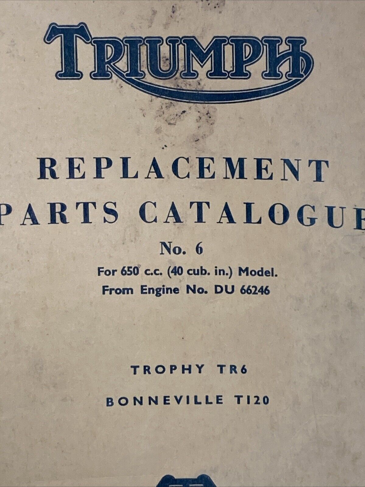 TRIUMPH REPLACEMENT PARTS CATALOGUE NO. 6