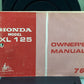 GENUINE HONDA 3138201 XL125 OWNER'S MANUAL '76