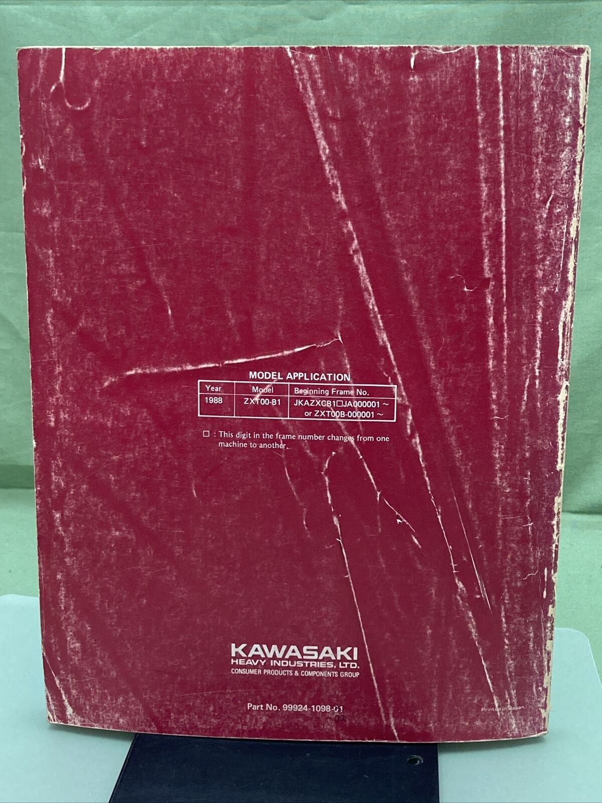 GENUINE KAWASAKI 99924-1098-01 NINJA ZX-10 SERVICE MANUAL