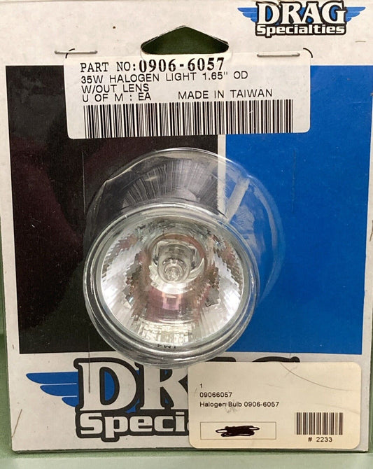 QTY2 NEW GENUINE DRAG SPECIALTIES 0906-6057 35W HALOGEN LIGHT 1.65'' OD W/OUT