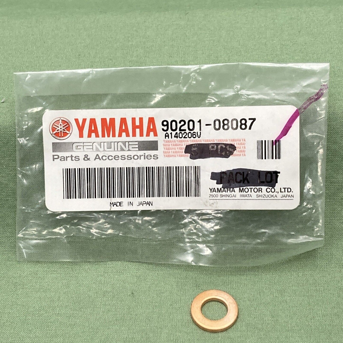 QTY 5 NEW GENUINE YAMAHA 90201-08087 CRANK & PISTON Washer, Plate