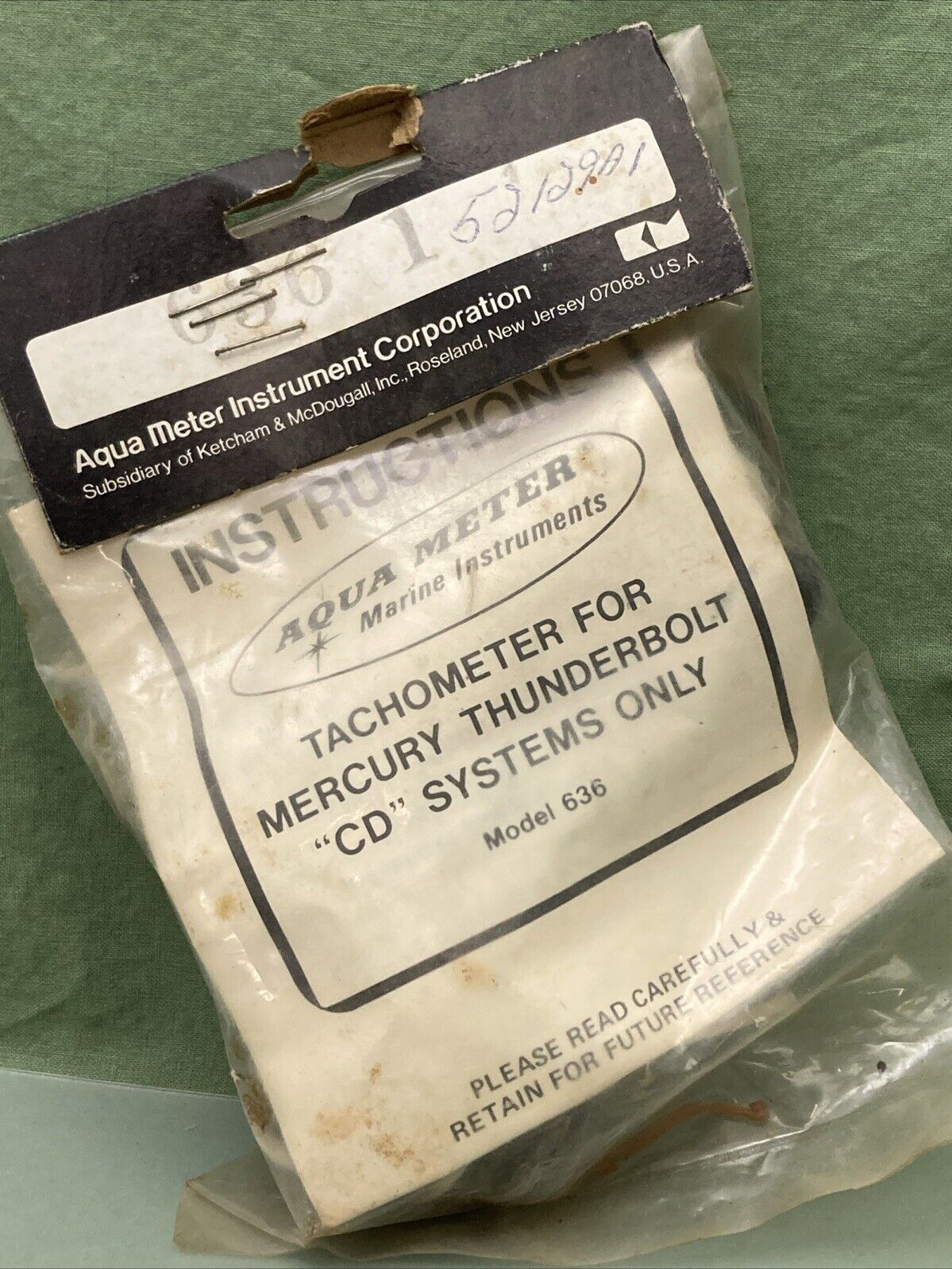 NEW AQUA METER 636 TACHOMETER HARNESS ASSEMBLY MERCURY 52129A1
