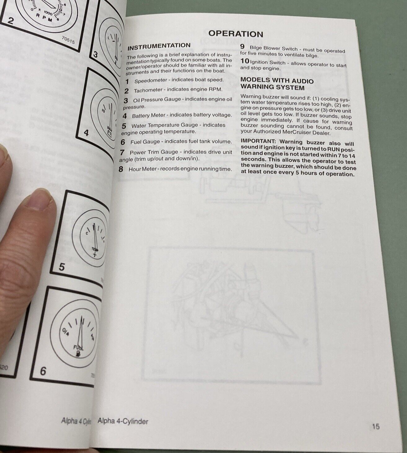 GENUINE MERCURY 90-821047930 ALPHA I OPERATION & MAINTENANCE MANUAL 4 CYL 1992