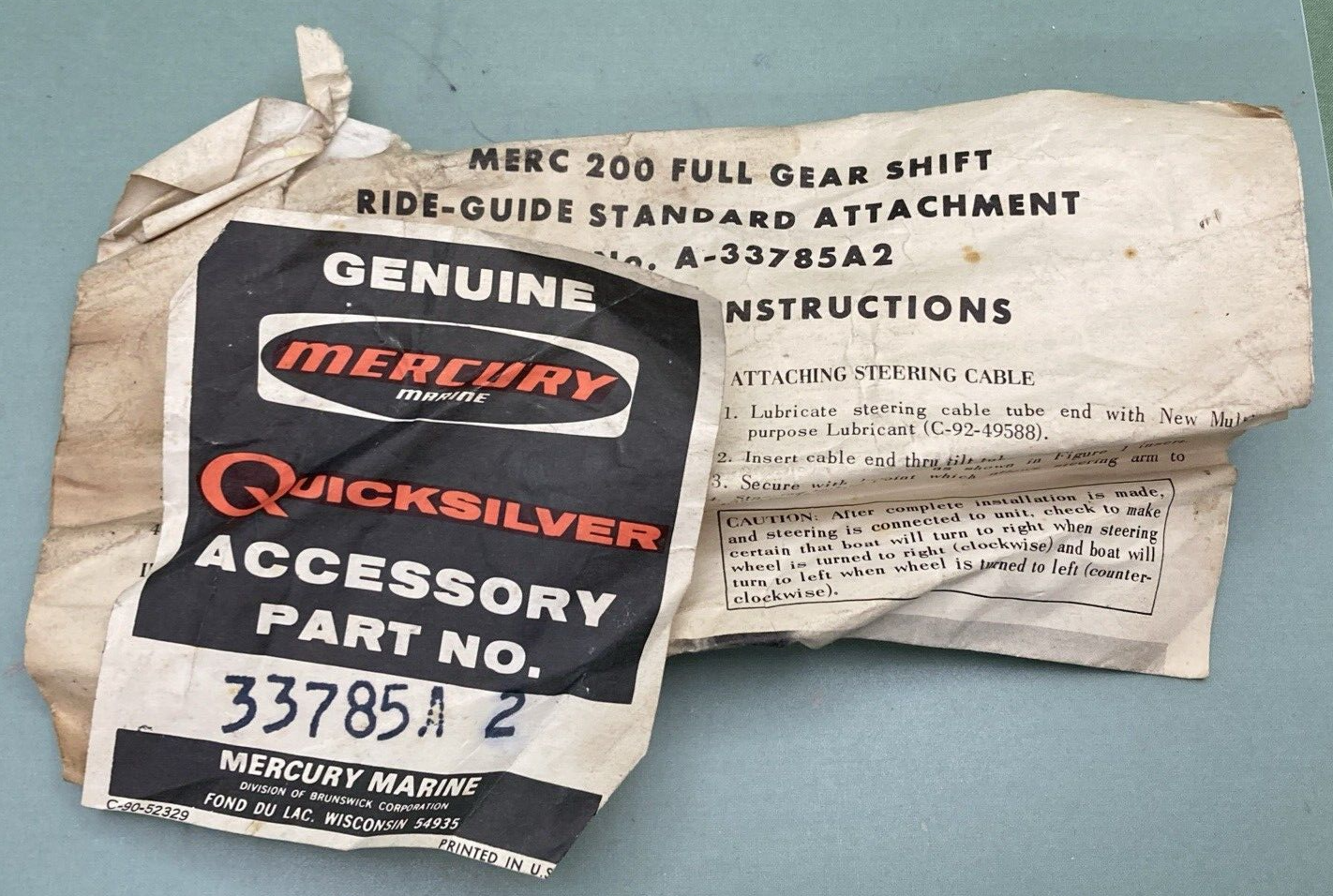 GENUINE MERCURY QUICKSILVER 33785A 2 FULL GEAR SHFT RDE GUIDE ATTCH MERC 200