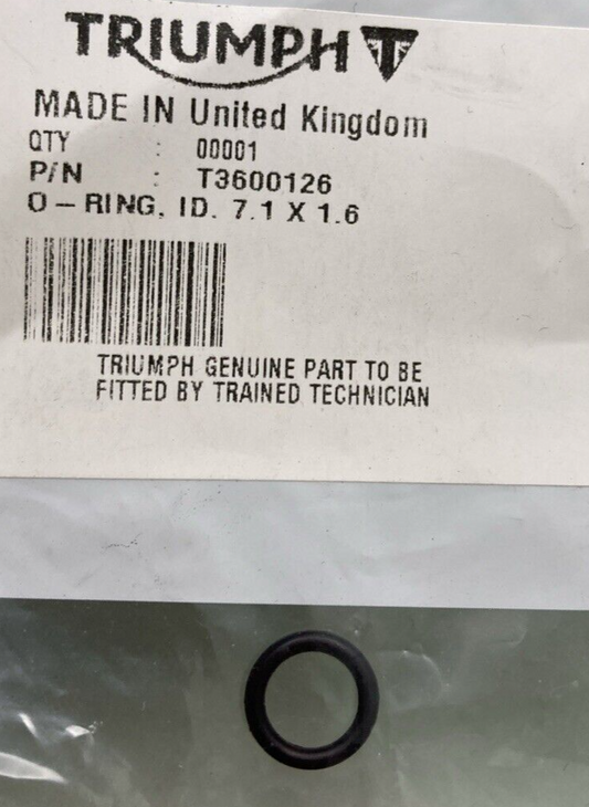 NEW GENUINE TRIUMPH T3600126 O-RING, Id. 7.1 X 1.6