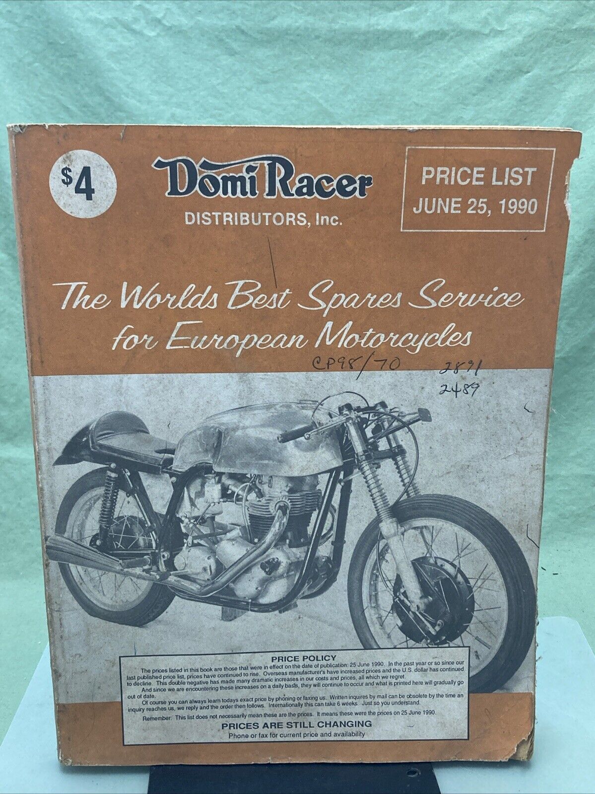 DOMI RACER PRICE LIST 1990 EUROPEAN MOTORCYCLES