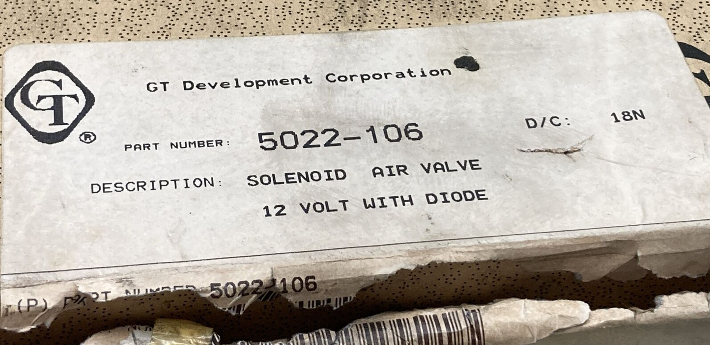 GENUINE GTD 5022-106 SOLENOID AIR VALVE 12V W/ DIODE PETERBILT