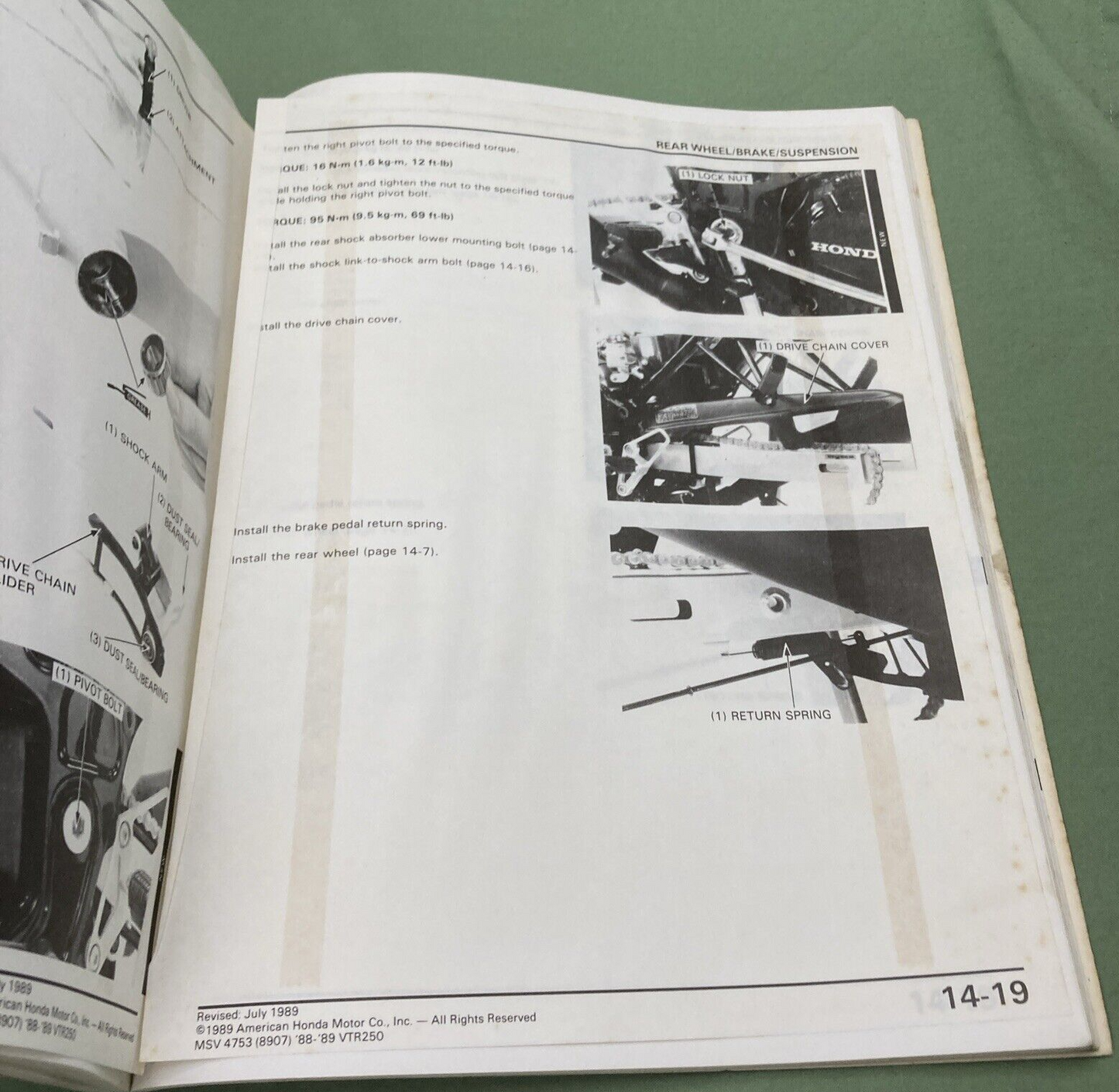 HONDA 61KV001 HONDA VTR VTR 250 SERVICE MANUAL 88-89