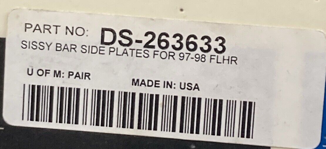 NEW DRAG SPECIALTIES DS-263633 SISSY BAR SIDE PLATES FOR '97-98 FLHR