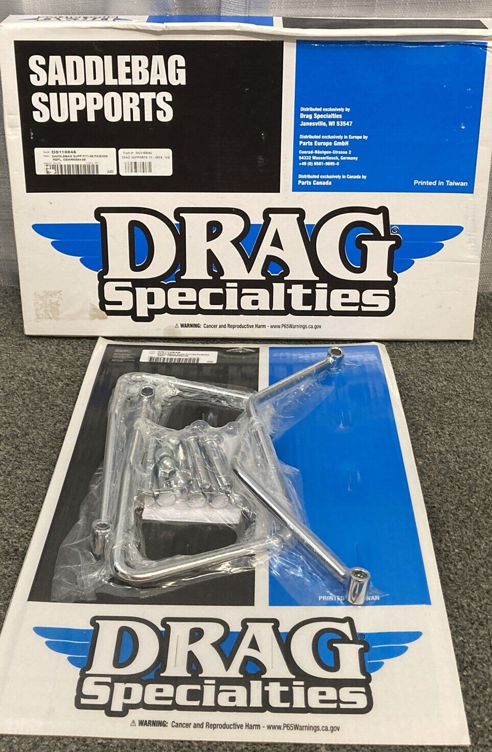 NEW DRAG SPECIALTIES DS110845 CHROME SADDLEBAG SUPP. BRACKETS HD 90584-85
