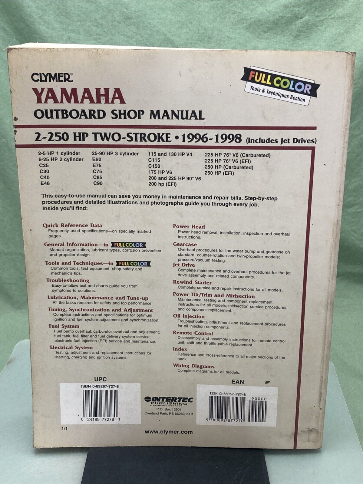 GENUINE CLYMER B785 YAMAHA OUTBOARD 2-250 HP TWO-STROKE 1996-1998 SHOP MANUAL