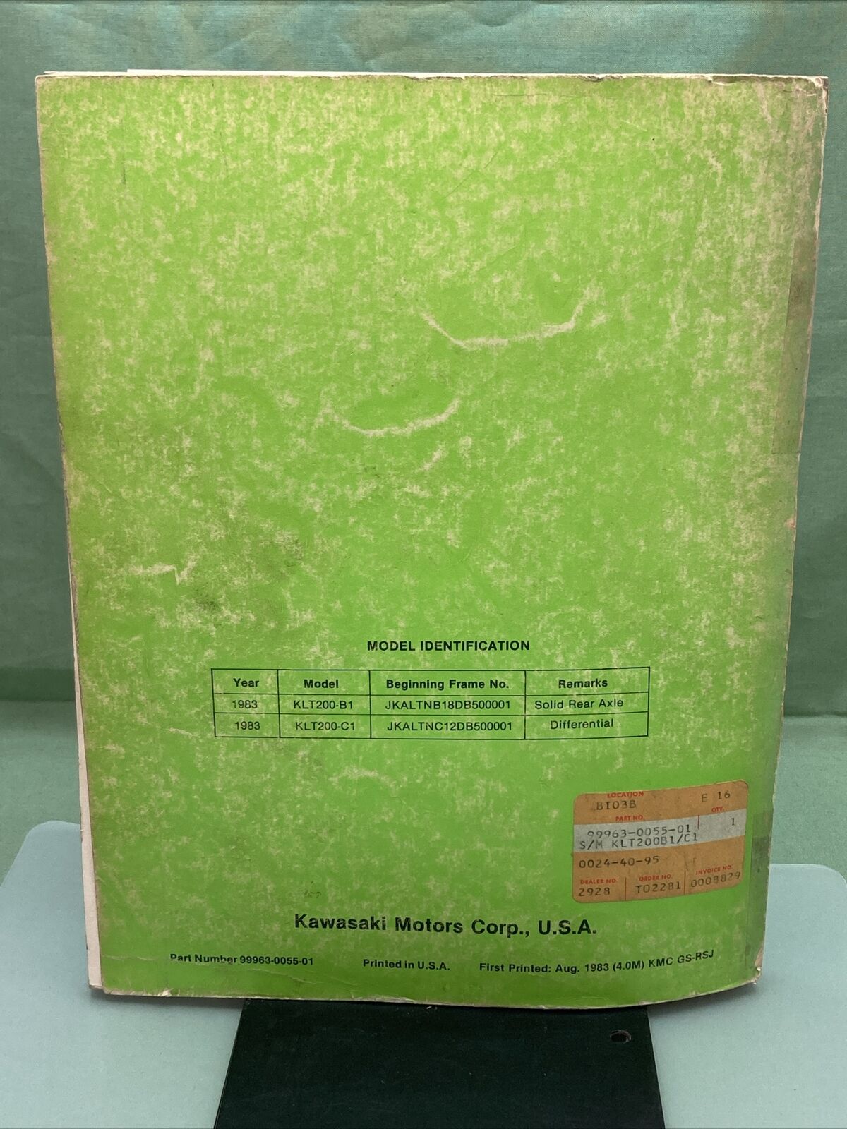 GENUINE KAWASAKI  99963-0055-01 SERVICE MANUAL KLT200