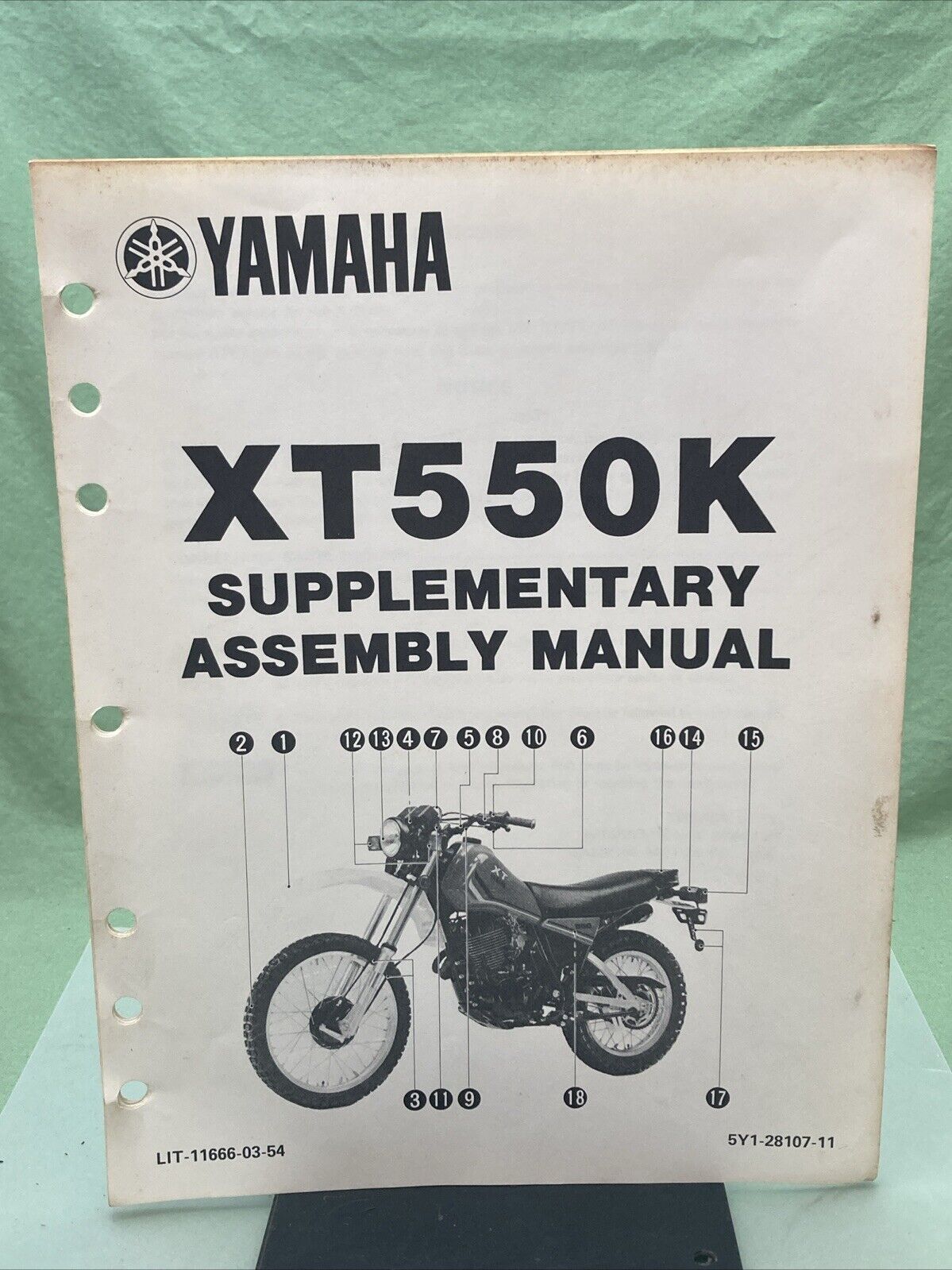 GENUINE YAMAHA LIT-11666-03-54 XT550K SUPPLEMENTARY ASSEMBLY MANUAL 5Y1-28107-11