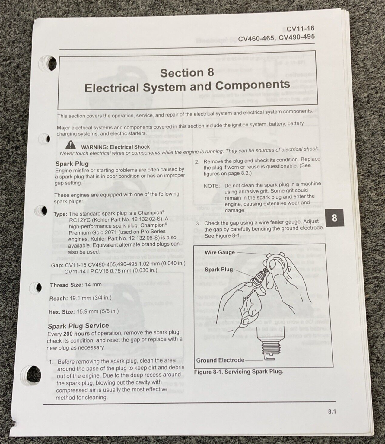 GENUINE KOHLER ENGINES TP-2339-D COMMAND LOOSE-LEAF SERVICE MANUAL