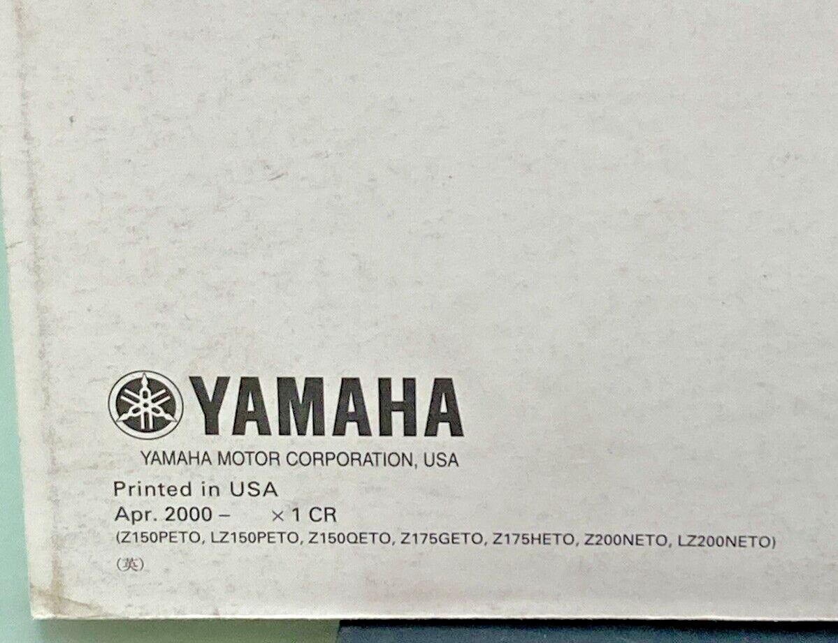 GENUINE YAMAHA LIT-18616-02-22 Z150Z, LZ150Z, VZ150Z SUPP. SERVICE MANUAL 2000