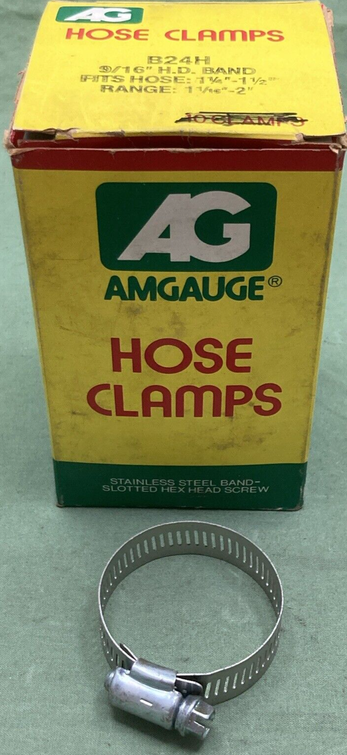 QTY 9 NEW AMGUAGE B24H HOSE CLAMP 9/16" FITS 1.25"- 1.5" HOSE RANGE 1-1/16" - 2"