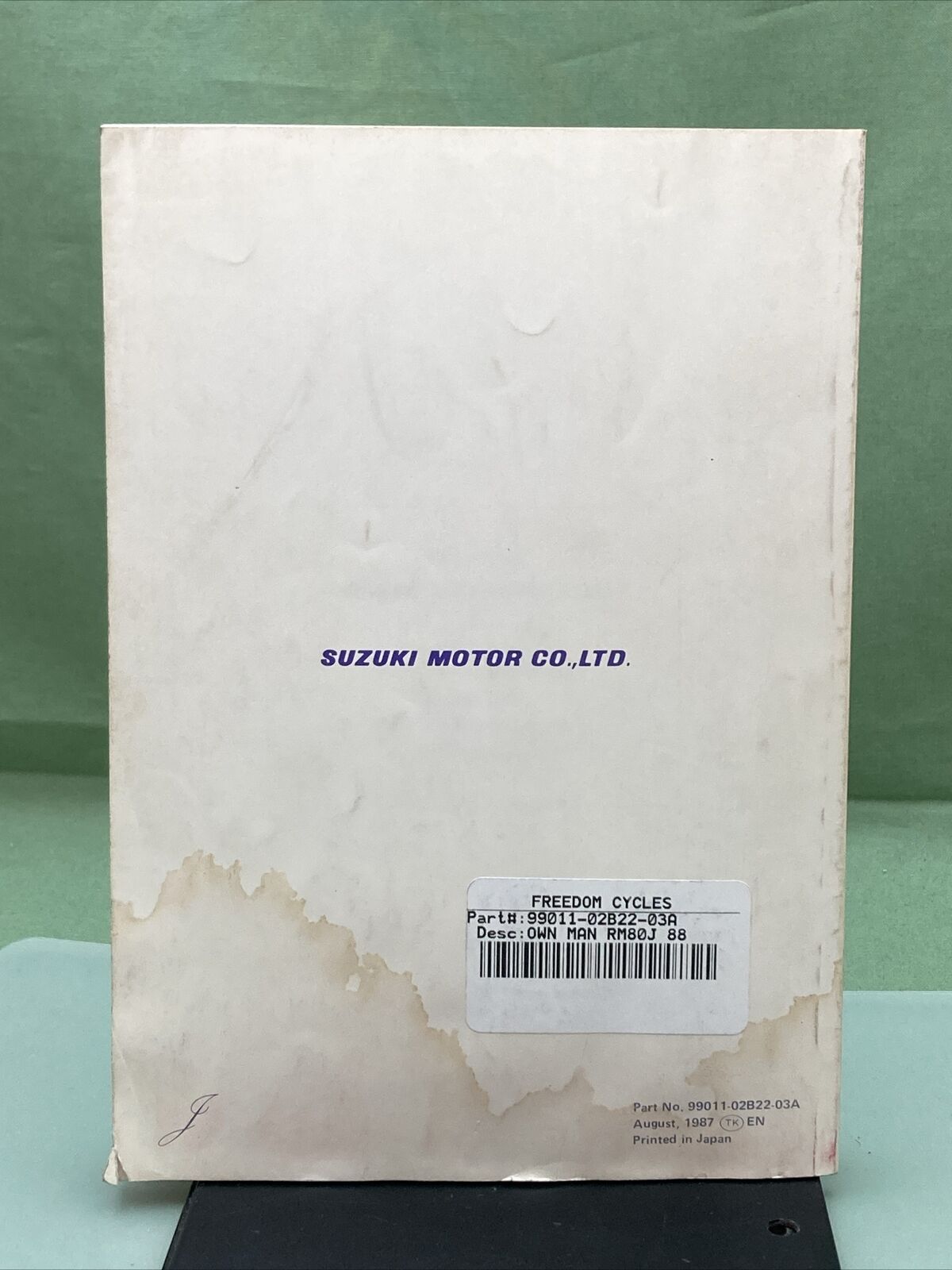 GENUINE SUZUKI 99011-02B22-03A RM80 OWNER'S MANUAL '87