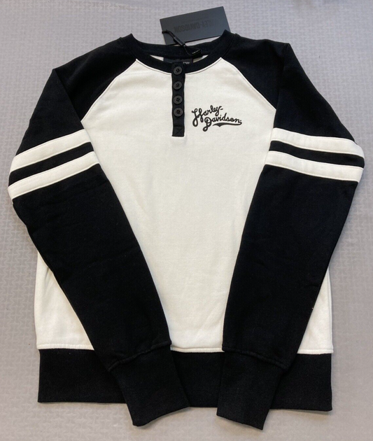 NEW GENUINE HARLEY DAVIDSON 96394-23VW WOMEN'S 3W HENLEY BLACK COLORBLOCK