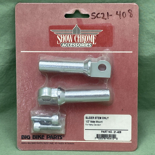NEW SHOW CHROME 21-408 SLIDER STEM 1/2" MALE MOUNT FOR HARLEY DAVIDSON