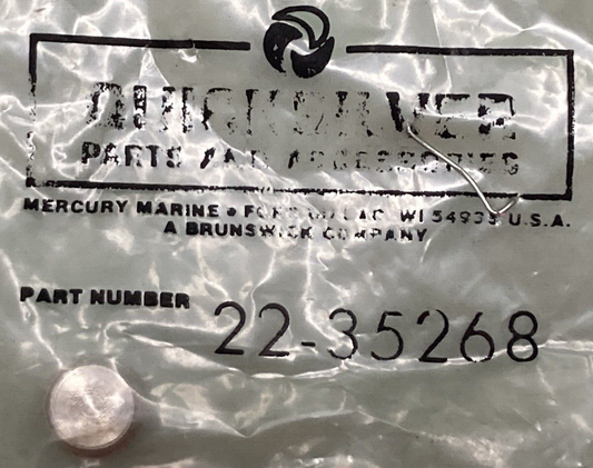 NEW GENUINE MERCURY QUICKSILVER 22-35268 PIPE PLUG