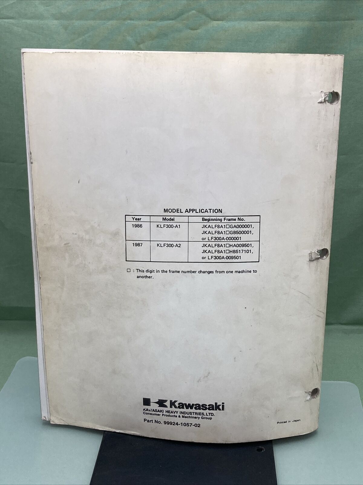 GENUINE KAWASAKI 99924-1057-02 SERVICE MANUAL KLF300