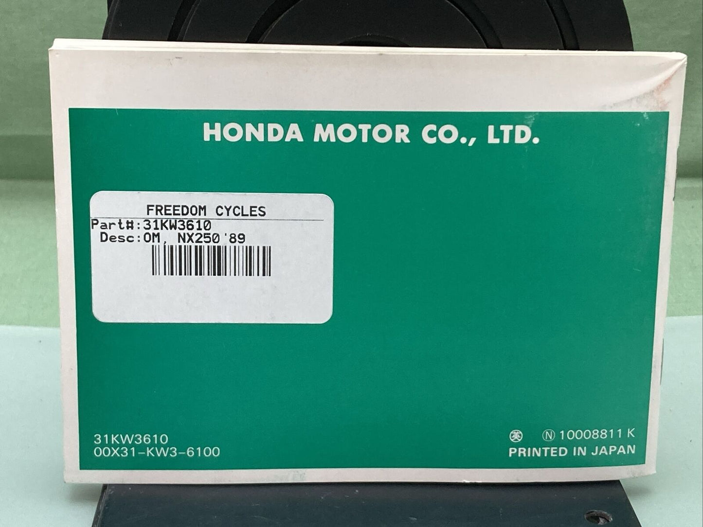 GENUINE HONDA 31KW3610 NX250 OWNER'S MANUAL '89